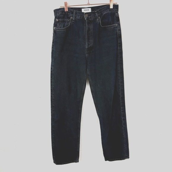 Agolde Denim - Agolde 90s Pinch Waist Jeans High Rise Straight SZ 28 (Fits 30") Buttonfly Black
